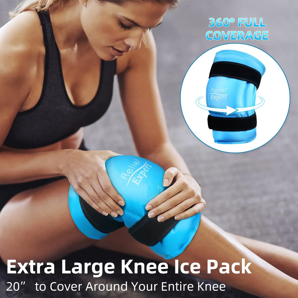 Relief Expert XXXL Knee Ice Pack Wrap Around Entire Knee | Cold Compression for Pain Relief & Recovery - view 2