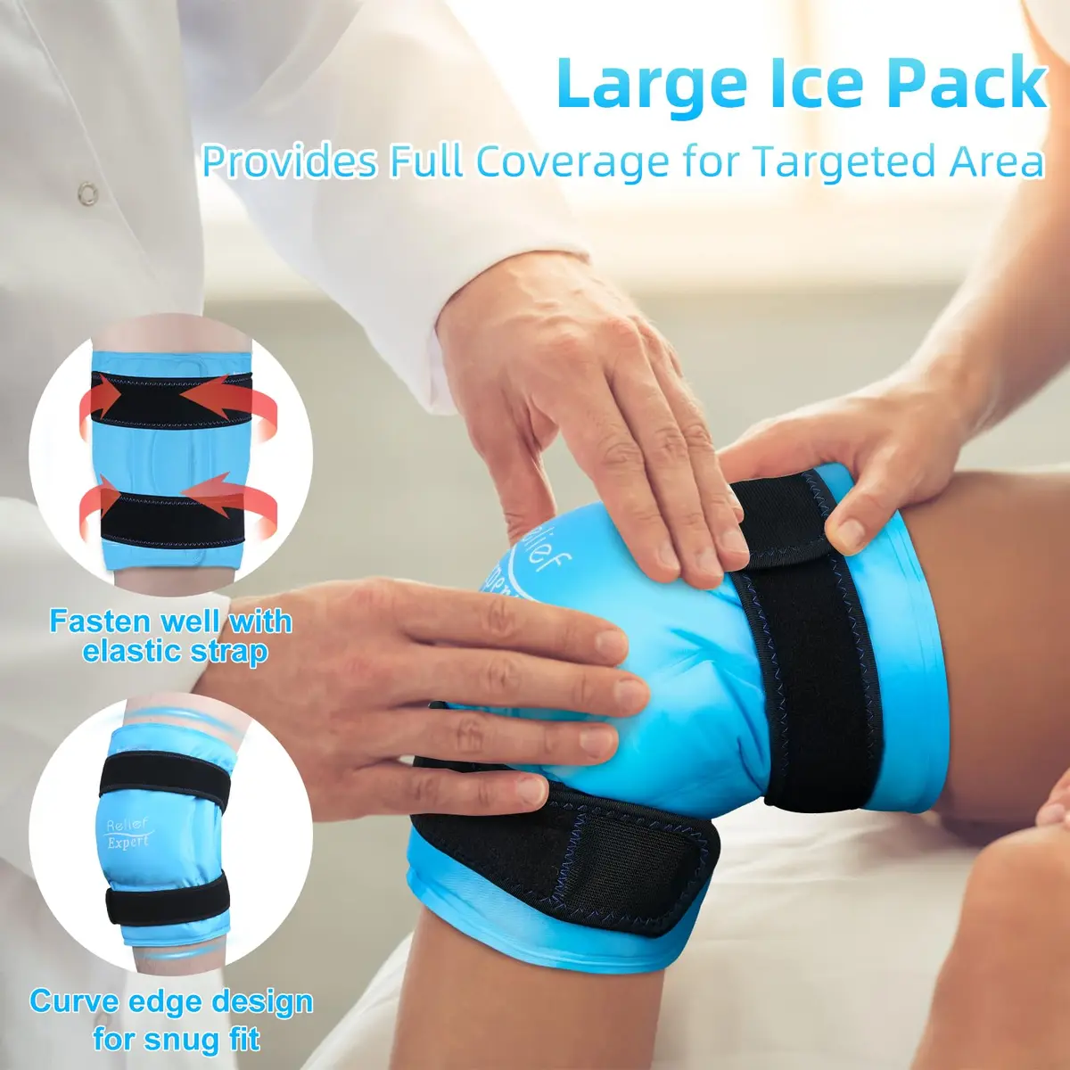 Relief Expert XXXL Knee Ice Pack Wrap Around Entire Knee | Cold Compression for Pain Relief & Recovery - view 3