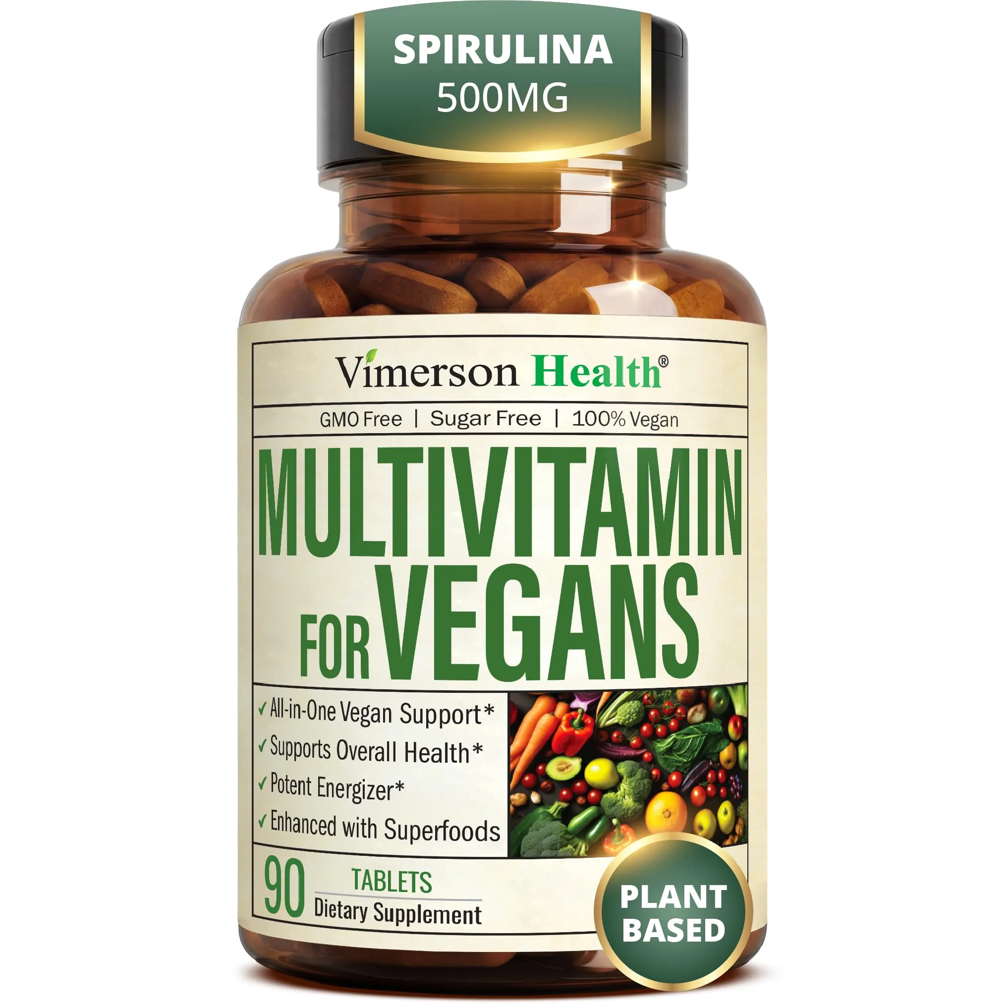 Vimerson Health Vegan Multivitamin for Women & Men, 90 Tablets | Plant-Based Energy & Focus - main product image