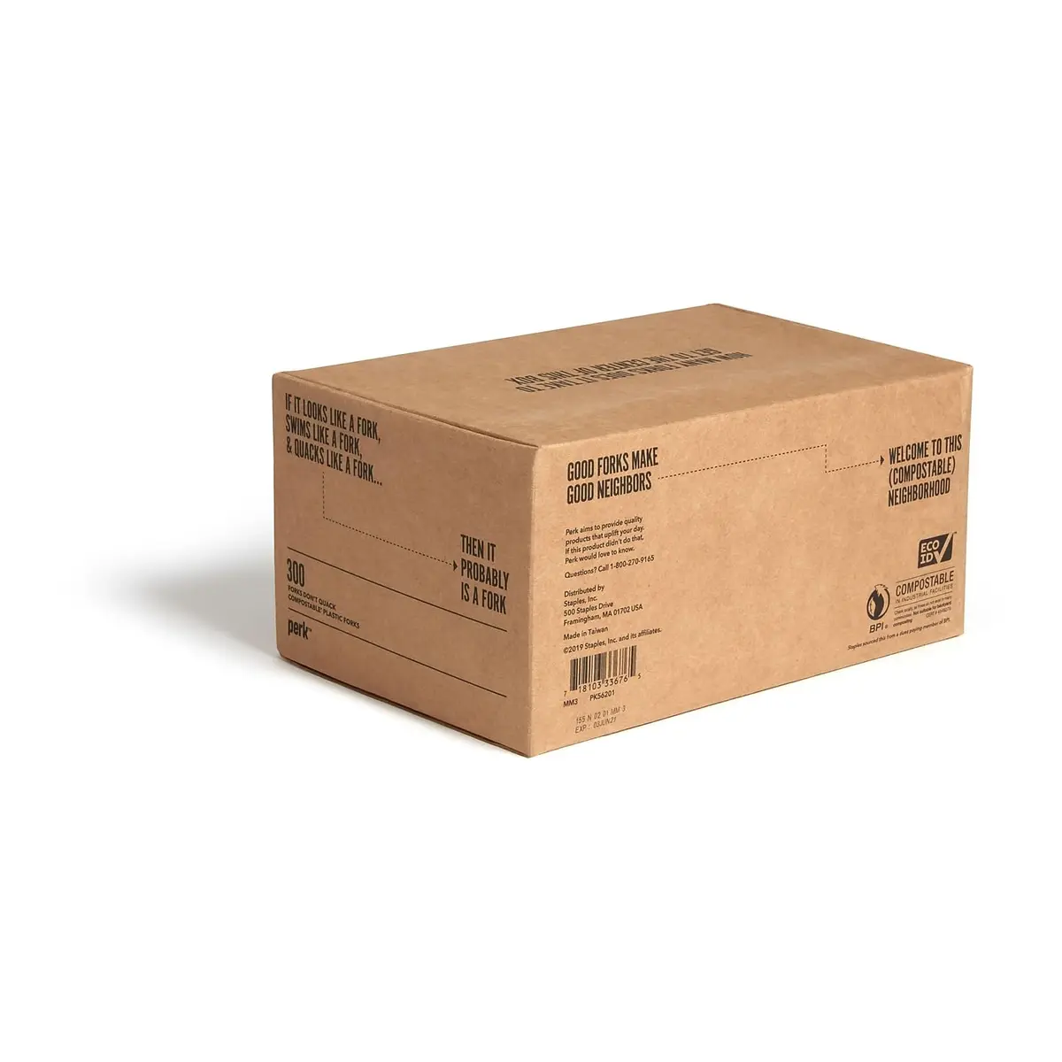 Perk Compostable PLA Forks White 600/Carton | Eco-Friendly, Mediumweight, 6'' - view 3