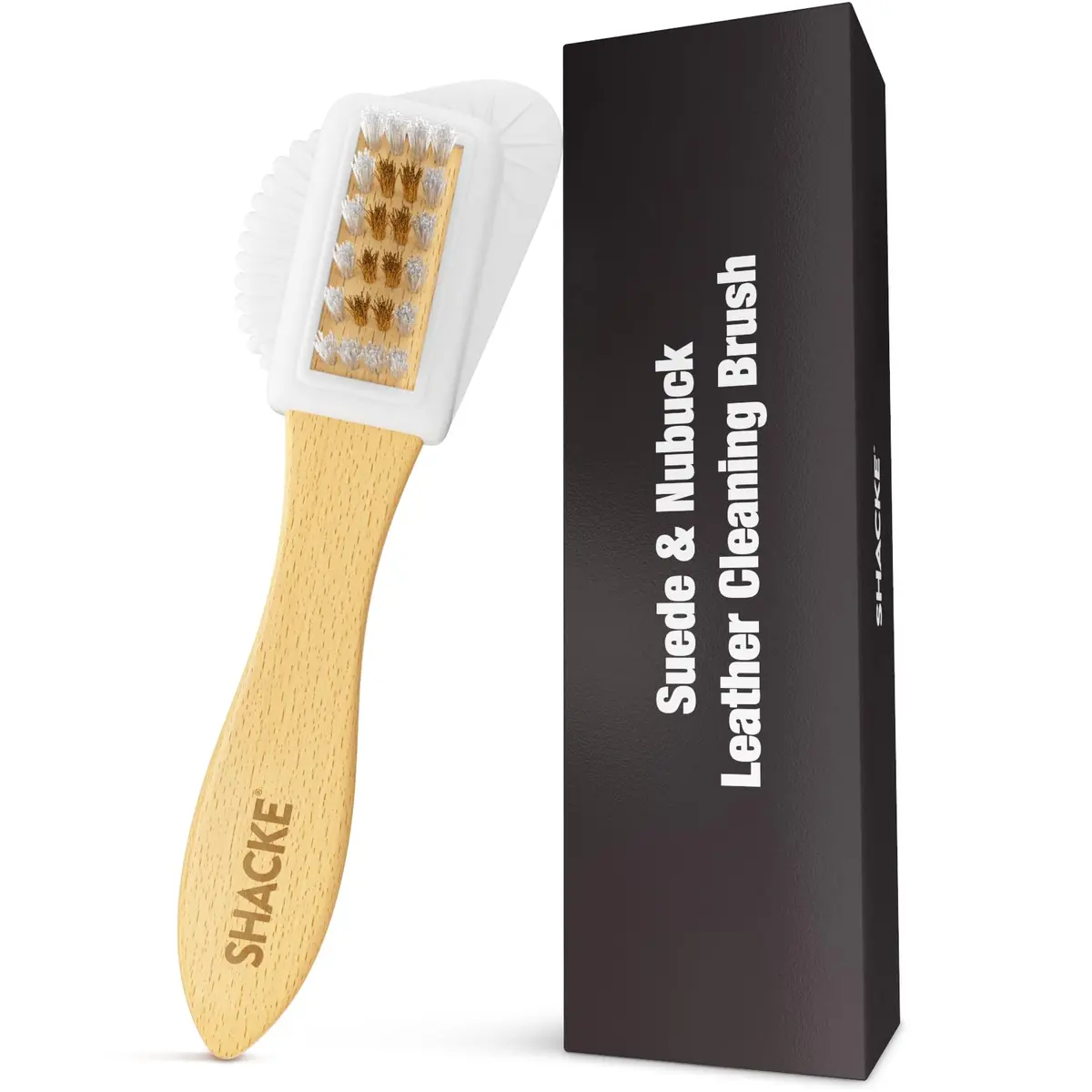Shacke 4-Way Suede & Nubuck Brush Cleaner with Eraser, White | Cleans Shoes, Boots, Jackets, Furniture - view 2