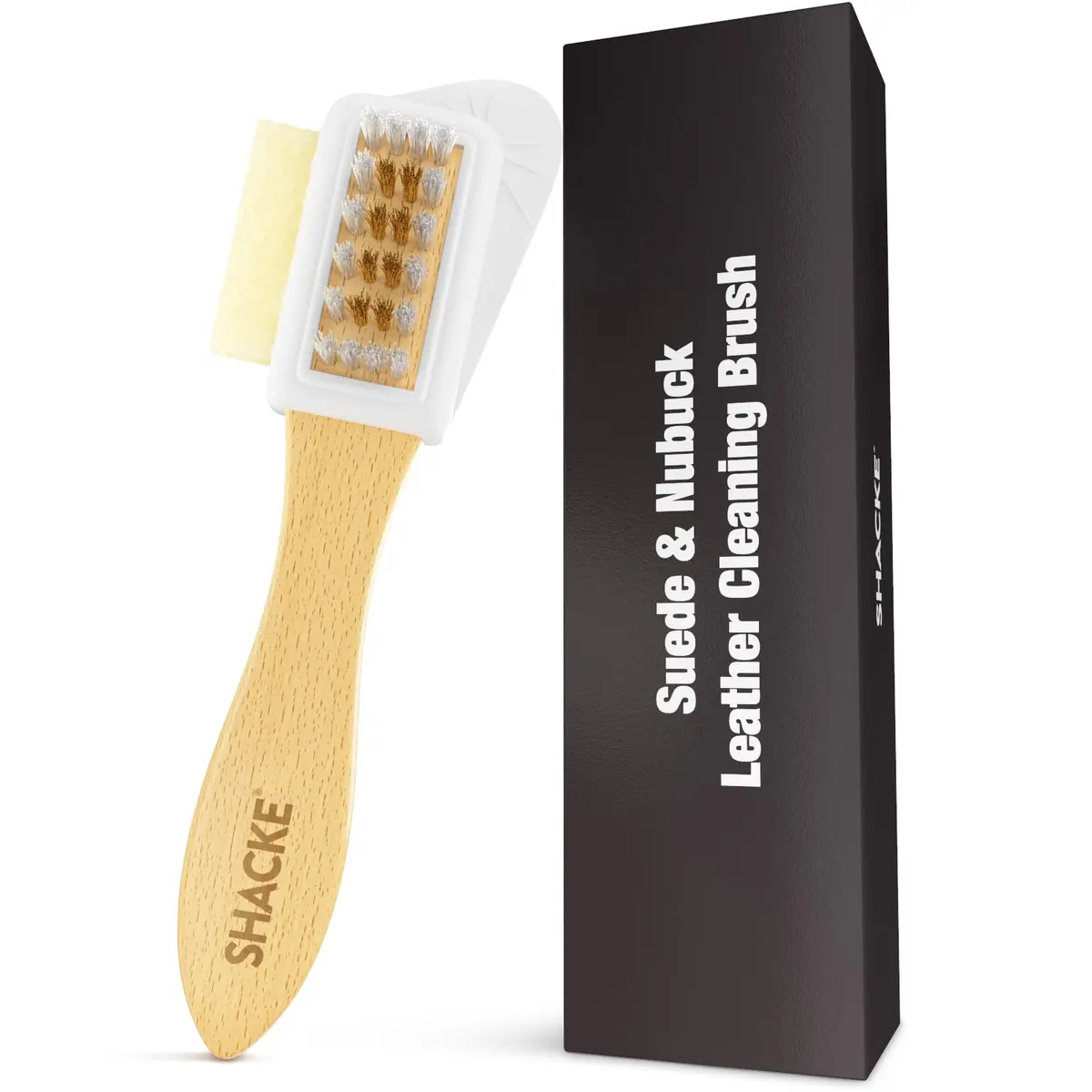 Shacke 4-Way Suede & Nubuck Brush Cleaner with Eraser, White | Cleans Shoes, Boots, Jackets & Furniture - view 2