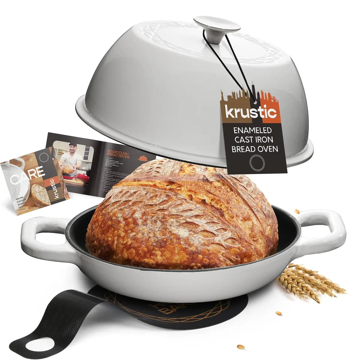 Krustic 6 Qt Enameled Cast Iron Dutch Oven for Sourdough Bread | 10 Inch Round Pot with Lid - main product image