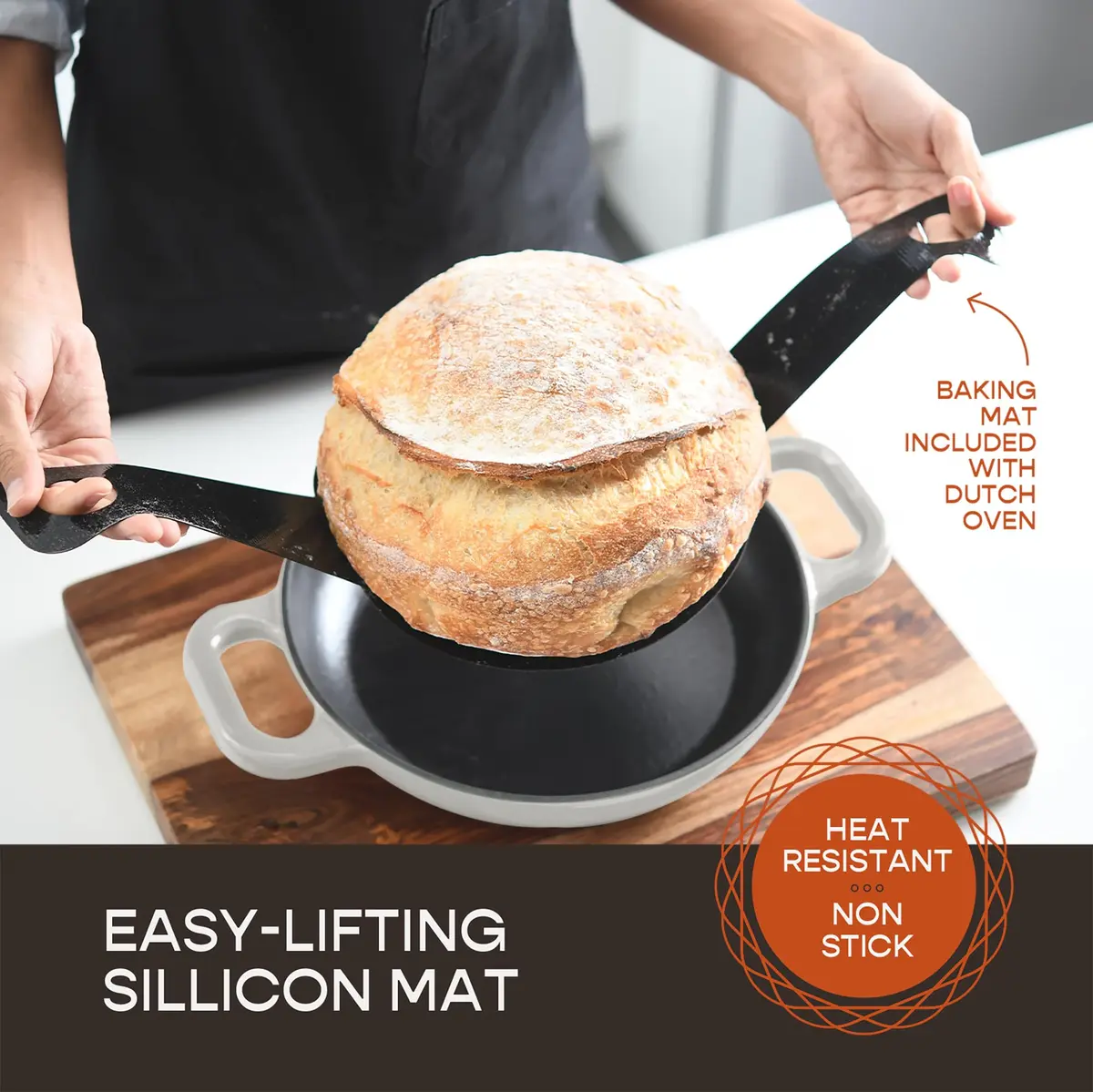 Krustic 6 Qt Enameled Cast Iron Dutch Oven for Sourdough Bread | 10 Inch Round Pot with Lid - view 2