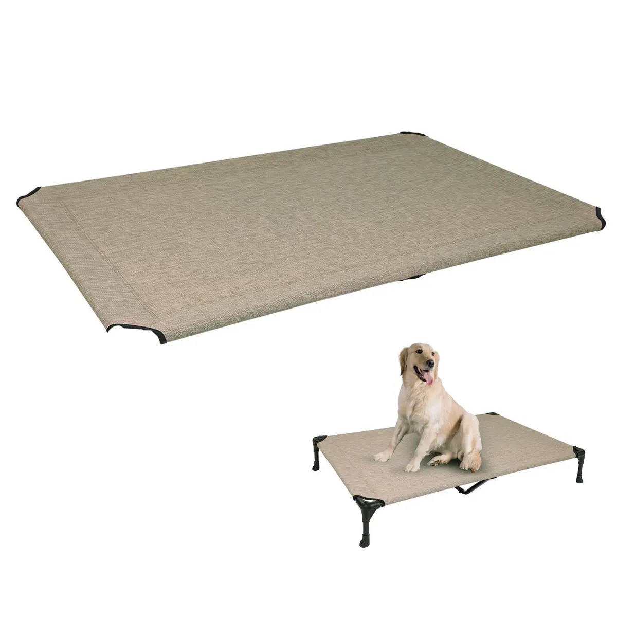 Veehoo Replacement Dog Bed Cover for CWC1803 Cot, 59"x37" (150cm x 95cm), Beige Coffee | Breathable Mesh Fabric for Cooling Comfort - main product image