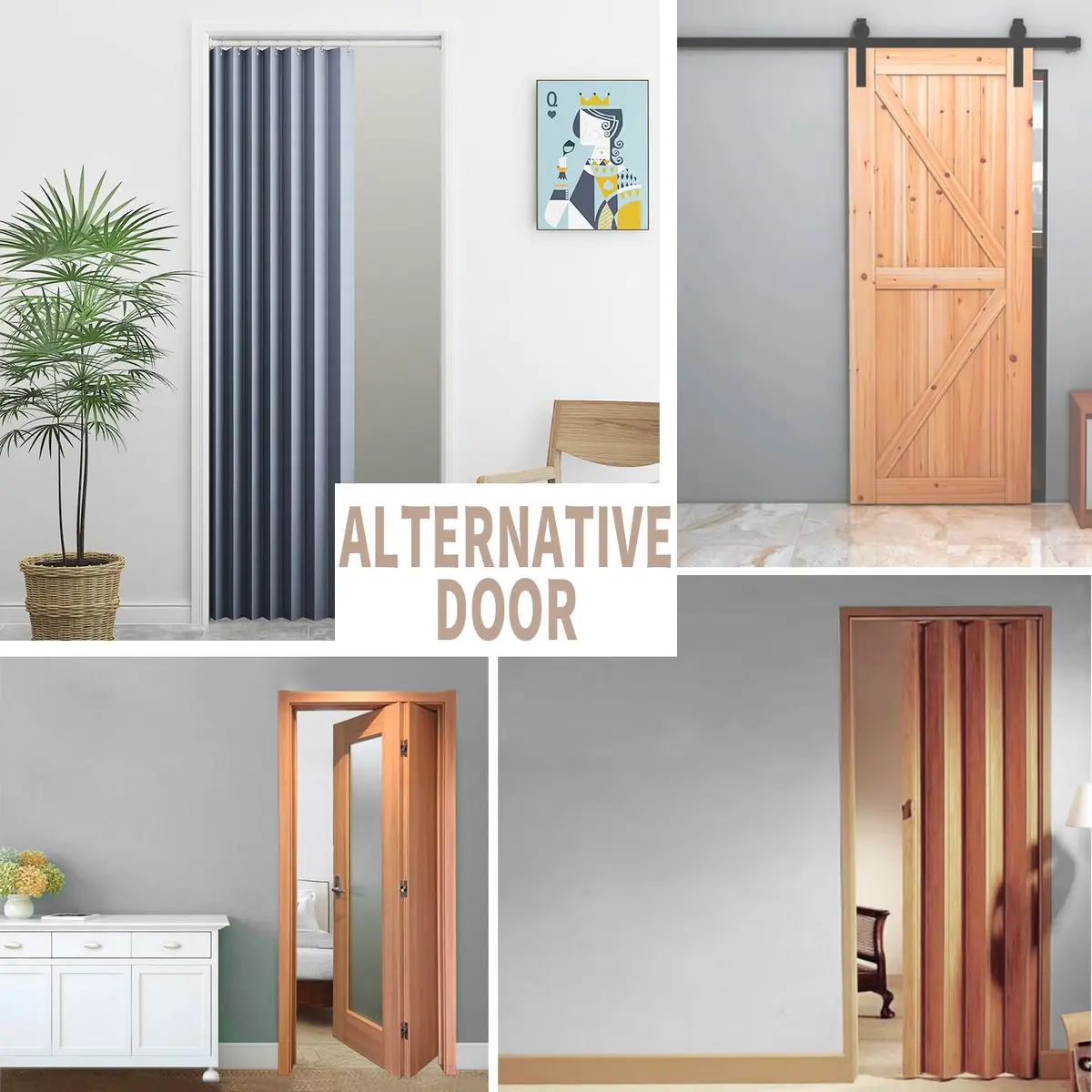 Vatge Accordion Style Door Curtain Blue 100cm (39"W) x 198cm (78"L) | Room Divider with Tieback - view 6