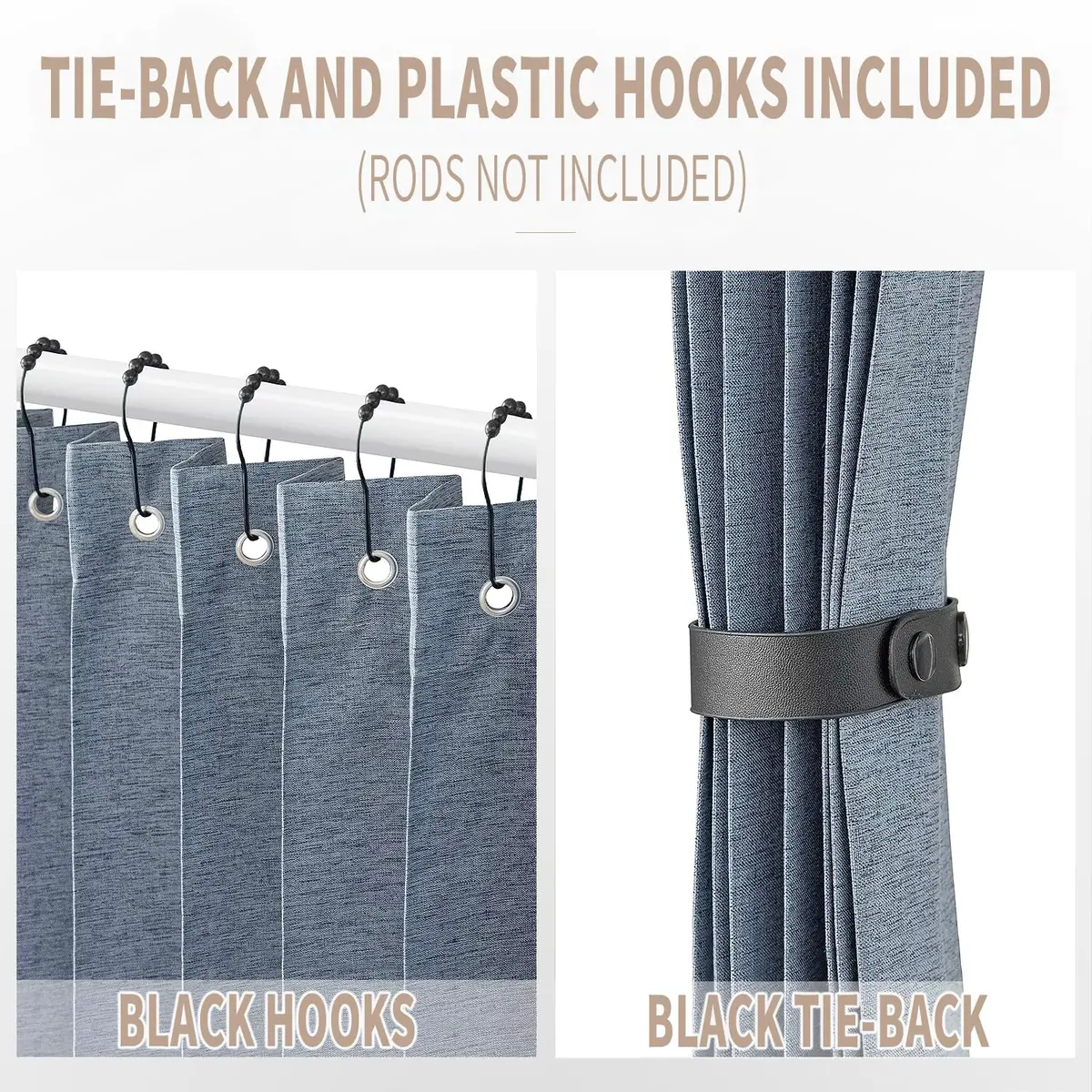 Vatge Accordion Style Door Curtain Blue 100cm (39"W) x 198cm (78"L) | Room Divider with Tieback - view 3