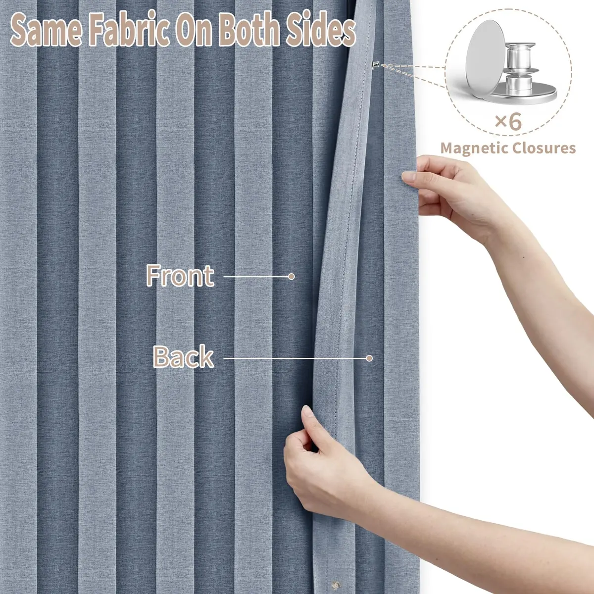 Vatge Accordion Style Door Curtain Blue 100cm (39"W) x 198cm (78"L) | Room Divider with Tieback - view 4