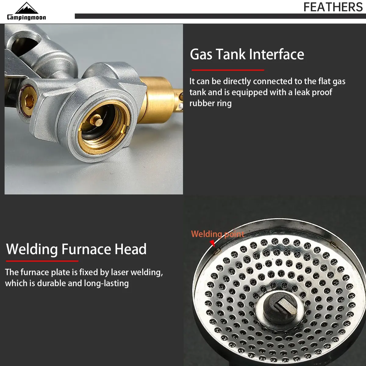 Campingmoon XD-2F Portable Foldable Stove | 3.3kW High-Efficiency Burner, Piezo Igniter, 4-Flex Pot Support, Ultralight 92g - view 9