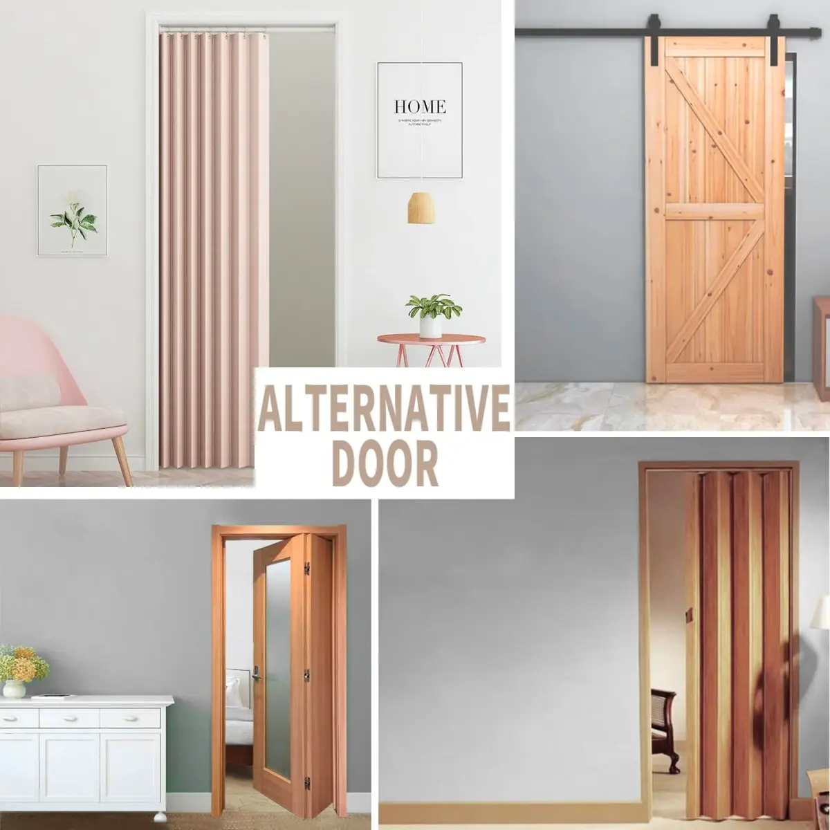 Vatge Accordion Door Curtain Pink Panel 100cm x 198cm (39"W x 78"L) | Faux Linen Privacy Divider - view 6