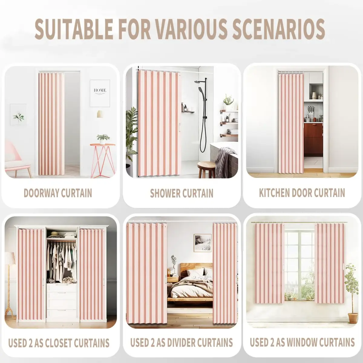 Vatge Accordion Door Curtain Pink Panel 100cm x 198cm (39"W x 78"L) | Faux Linen Privacy Divider - view 8