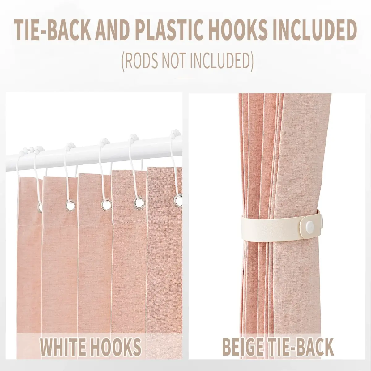 Vatge Accordion Door Curtain Pink Panel 100cm x 198cm (39"W x 78"L) | Faux Linen Privacy Divider - view 3