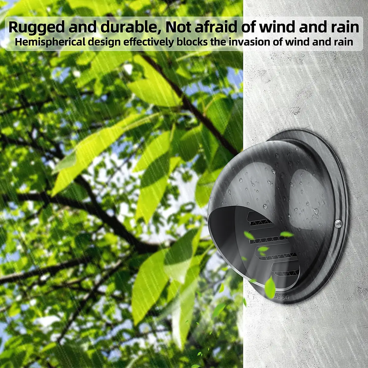 PIIYOOSNN 6" inch Round Wall Vent Cap Stainless Steel Mesh | Windproof & Rainproof HVAC Cover - view 4
