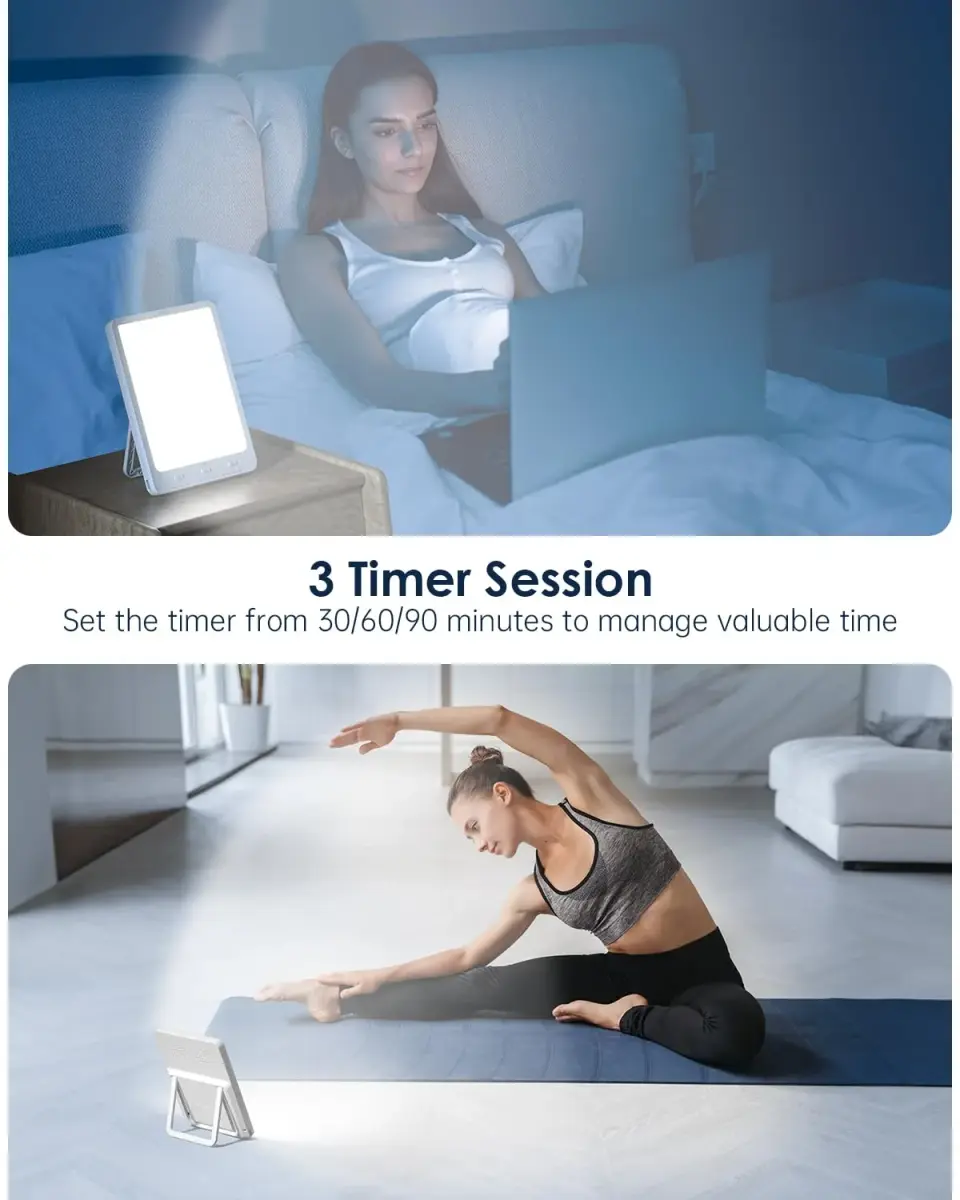 SUXIO Rechargeable Light Therapy Lamp 10000 Lux | Wake-Up Function, Memory Settings - view 5