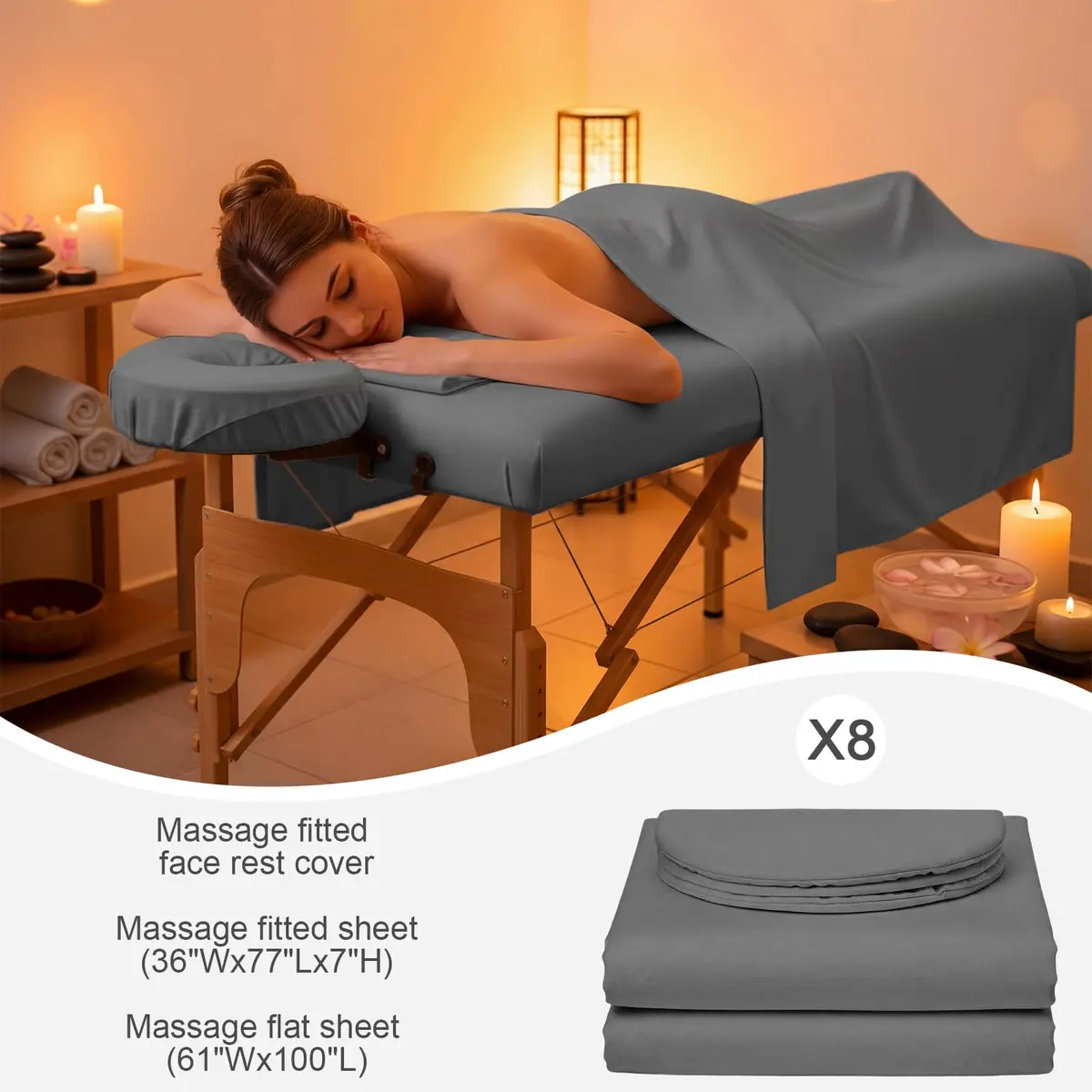 Oudain Soft Microfiber Massage Table Sheets Set 8 Sets | Reusable, Heavy Duty, Fits Standard Tables - view 2