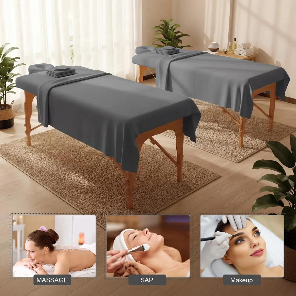 Oudain Soft Microfiber Massage Table Sheets Set 8 Sets | Reusable, Heavy Duty, Fits Standard Tables - view 4