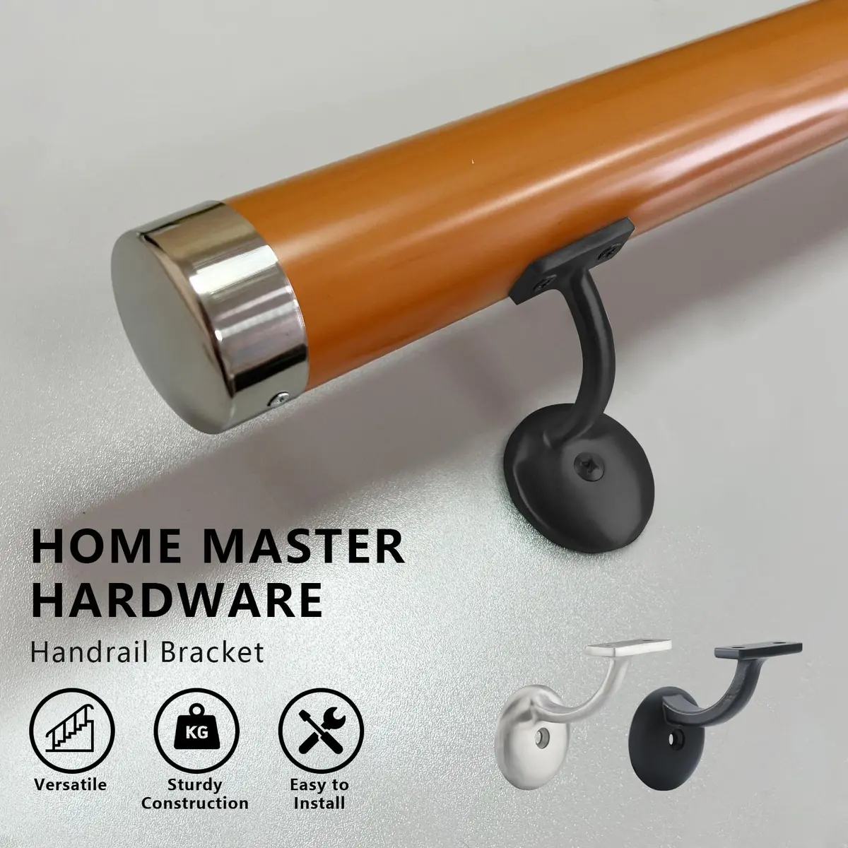 HOME MASTER HARDWARE Hand Rail Brackets for Stairs 2 Pack | Heavy Duty Zinc Alloy Support 220 lbs - view 3