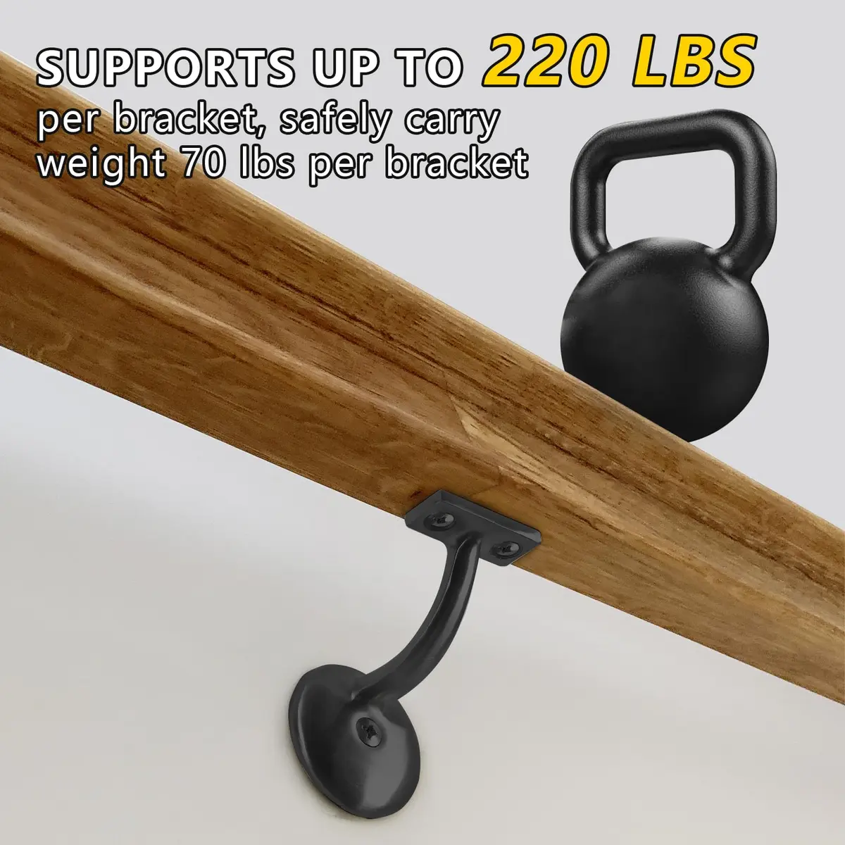 HOME MASTER HARDWARE Hand Rail Brackets for Stairs 2 Pack | Heavy Duty Zinc Alloy Support 220 lbs - view 4