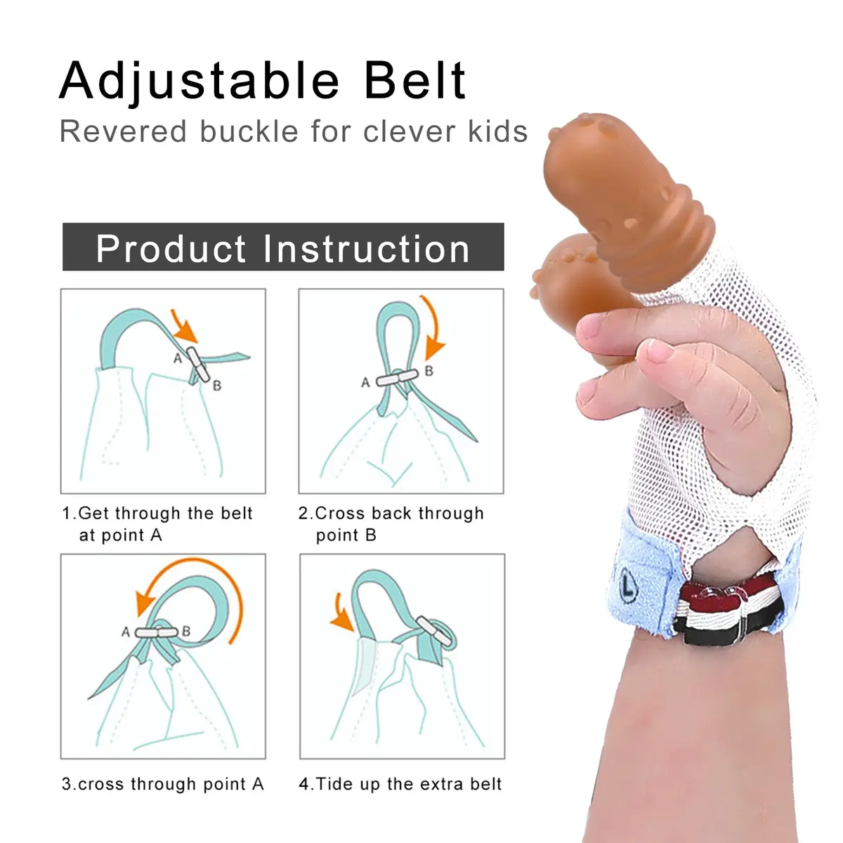 Elfzone Thumb Sucking Guard for Kids 1-2 Years | Breathable Silicone & Adjustable Fit - view 4