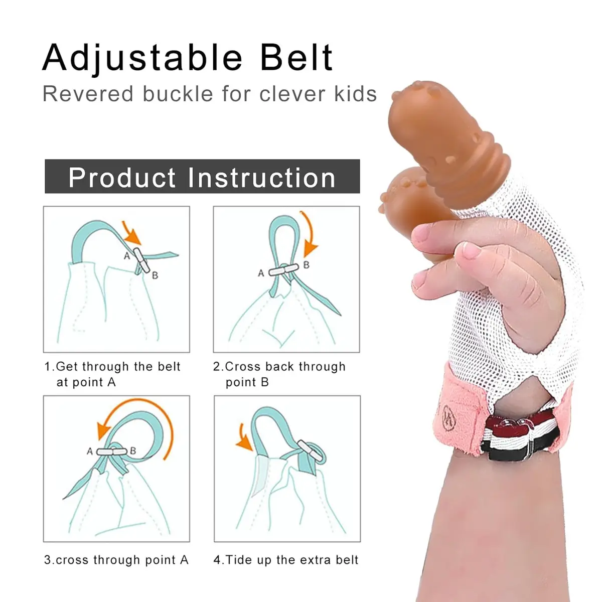 Elfzone Thumb Sucking Guard for Kids 1-2 Years | Breathable Silicone & Adjustable Fit - view 4
