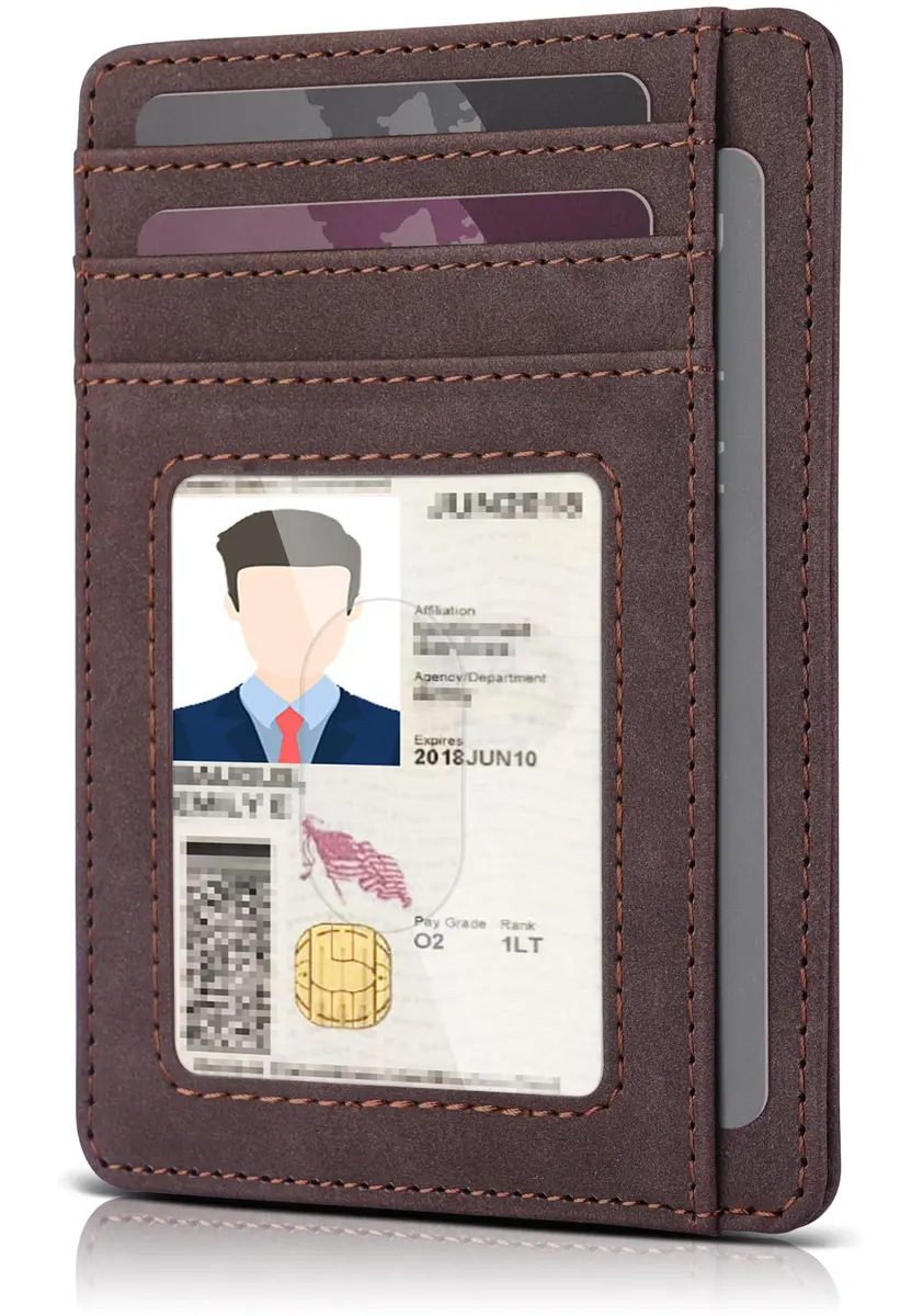 Teskyer RFID Slim Minimalist Wallet for Men, Y98 - Dark Brown | Front Pocket RFID Blocking Leather Wallet - view 7