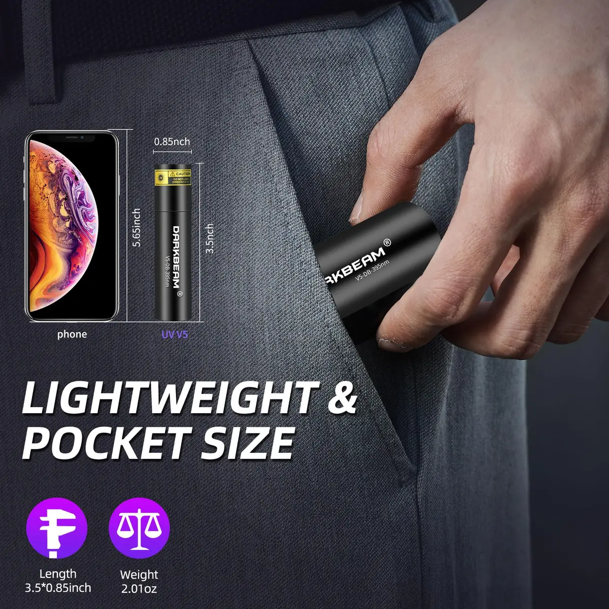 DARKBEAM UV Black Light 395 NM Mini USB-C Powerful Compact - view 6