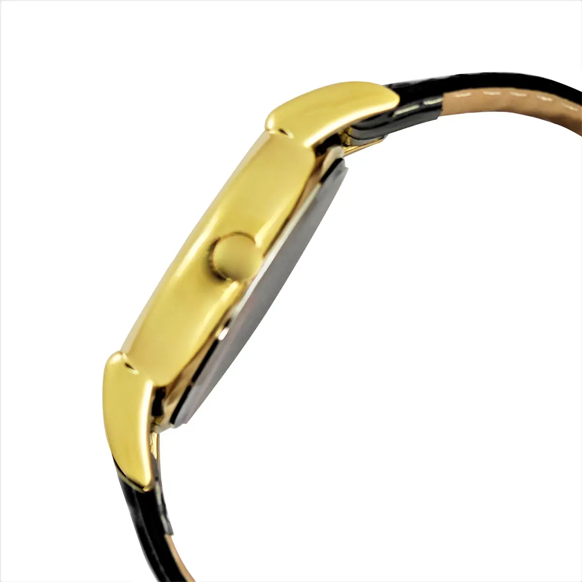 Peugeot Vintage 14K Gold Plated Watch with Remote Sweep & Black Leather Strap | 38mm Case, 20mm Band - view 2