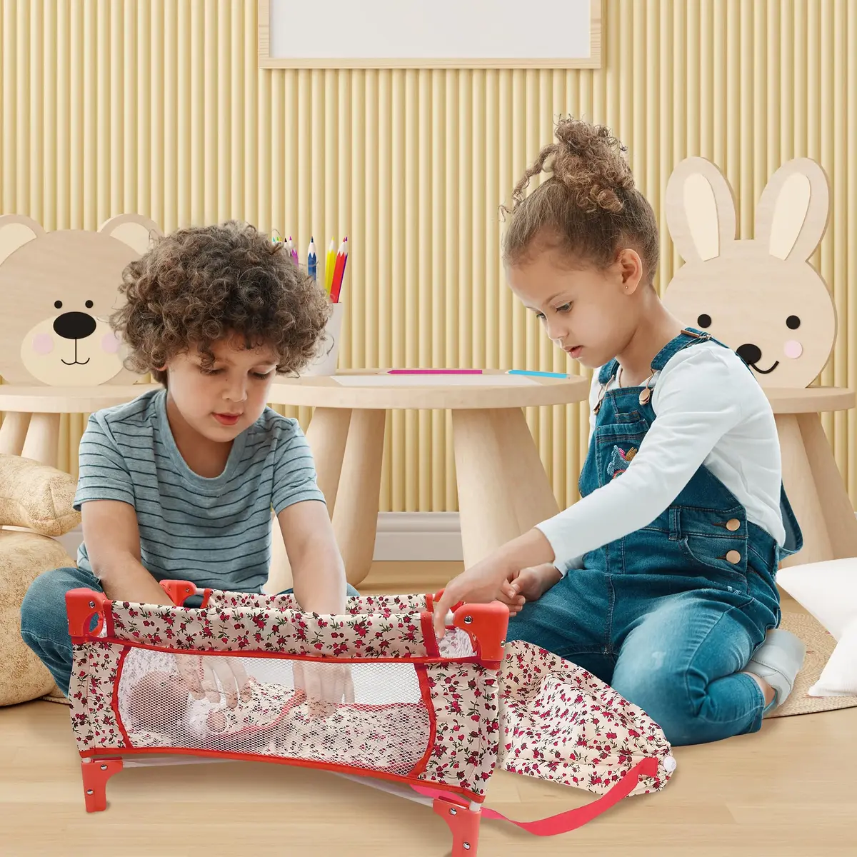 The New York Doll Collection Baby Doll Crib 18 inch Floral | Space-Saving Toy Bed for Girls & Kids - view 8