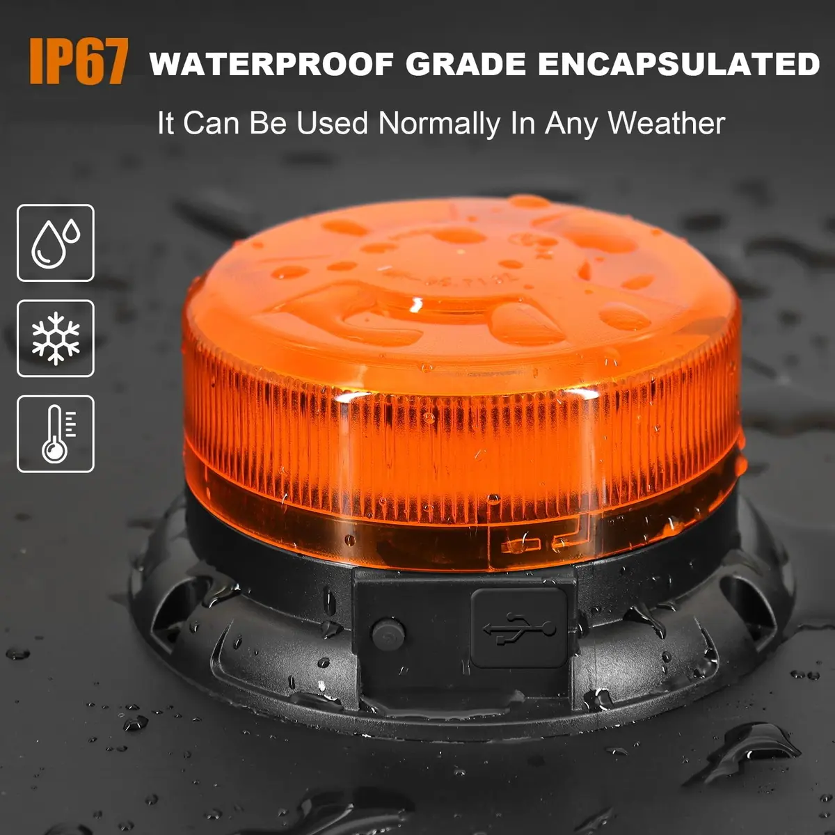 AnTom Magnetic Wireless Amber Warning Beacon Light for Trucks | 360° Visibility, 9 Flash Patterns, IP66 Waterproof (70-120c) - view 6