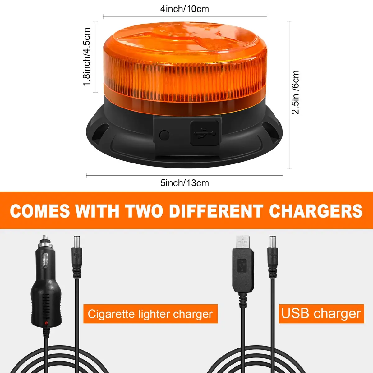 AnTom Magnetic Wireless Amber Warning Beacon Light for Trucks | 360° Visibility, 9 Flash Patterns, IP66 Waterproof (70-120c) - view 7