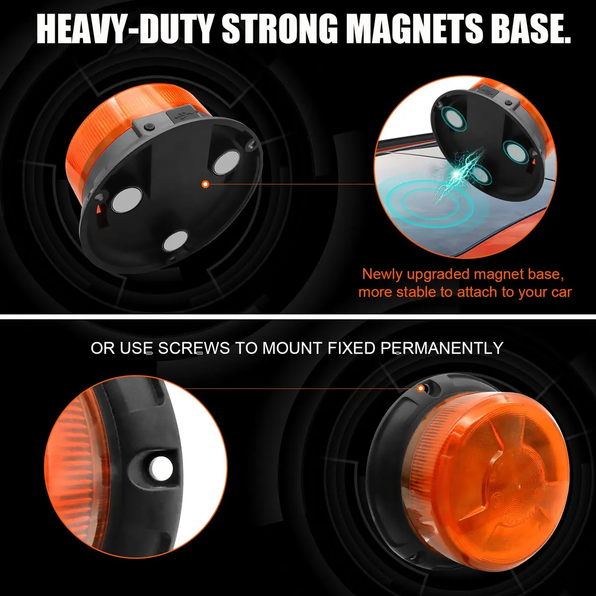 AnTom Magnetic Wireless Amber Warning Beacon Light for Trucks | 360° Visibility, 9 Flash Patterns, IP66 Waterproof (70-120c) - view 2