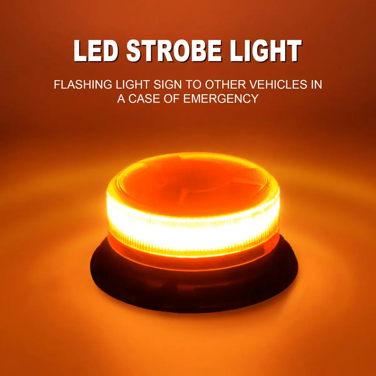 AnTom Magnetic Wireless Amber Warning Beacon Light for Trucks | 360° Visibility, 9 Flash Patterns, IP66 Waterproof (70-120c) - view 4