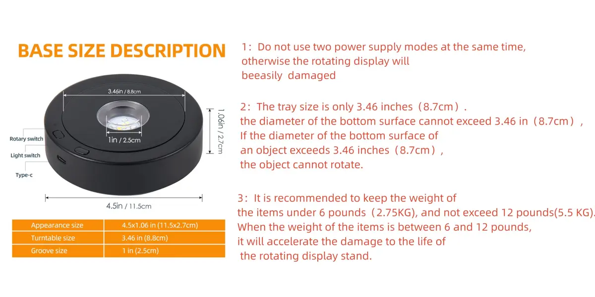 EUSTUMA Rotating LED Display Base Colorful Light Crystal Stand | Suitable for Glass Art & Holiday Decor - view 7