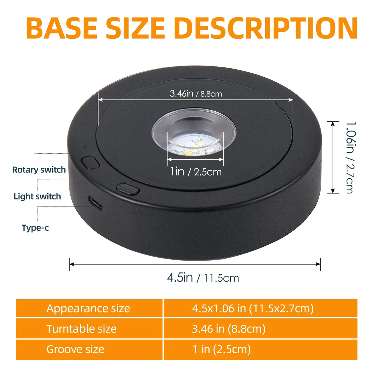 EUSTUMA Rotating LED Display Base Colorful Light Crystal Stand | Suitable for Glass Art & Holiday Decor - view 2