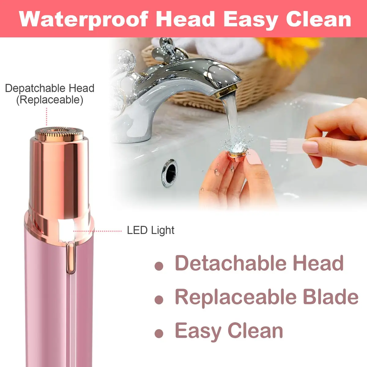 LAIKME Facial Hair Remover for Women - Lady Face Epilator - USB Rechargeable, Pink | Gentle & Precise for Sensitive Skin - view 5