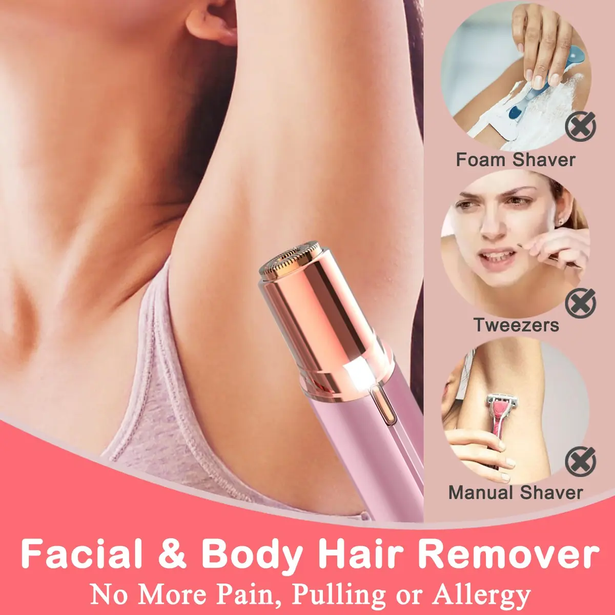 LAIKME Facial Hair Remover for Women - Lady Face Epilator - USB Rechargeable, Pink | Gentle & Precise for Sensitive Skin - view 4