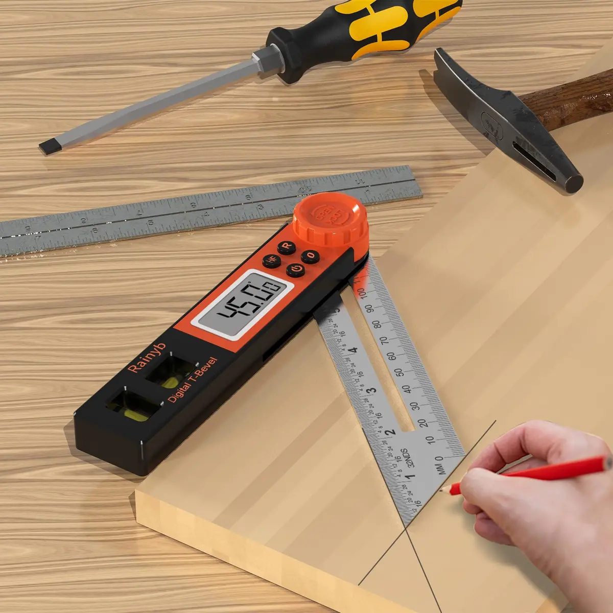 Rainyb Digital Angle Finder & T Bevel Gauge 0-360° | Protractor with LCD & Bubble Level - view 5