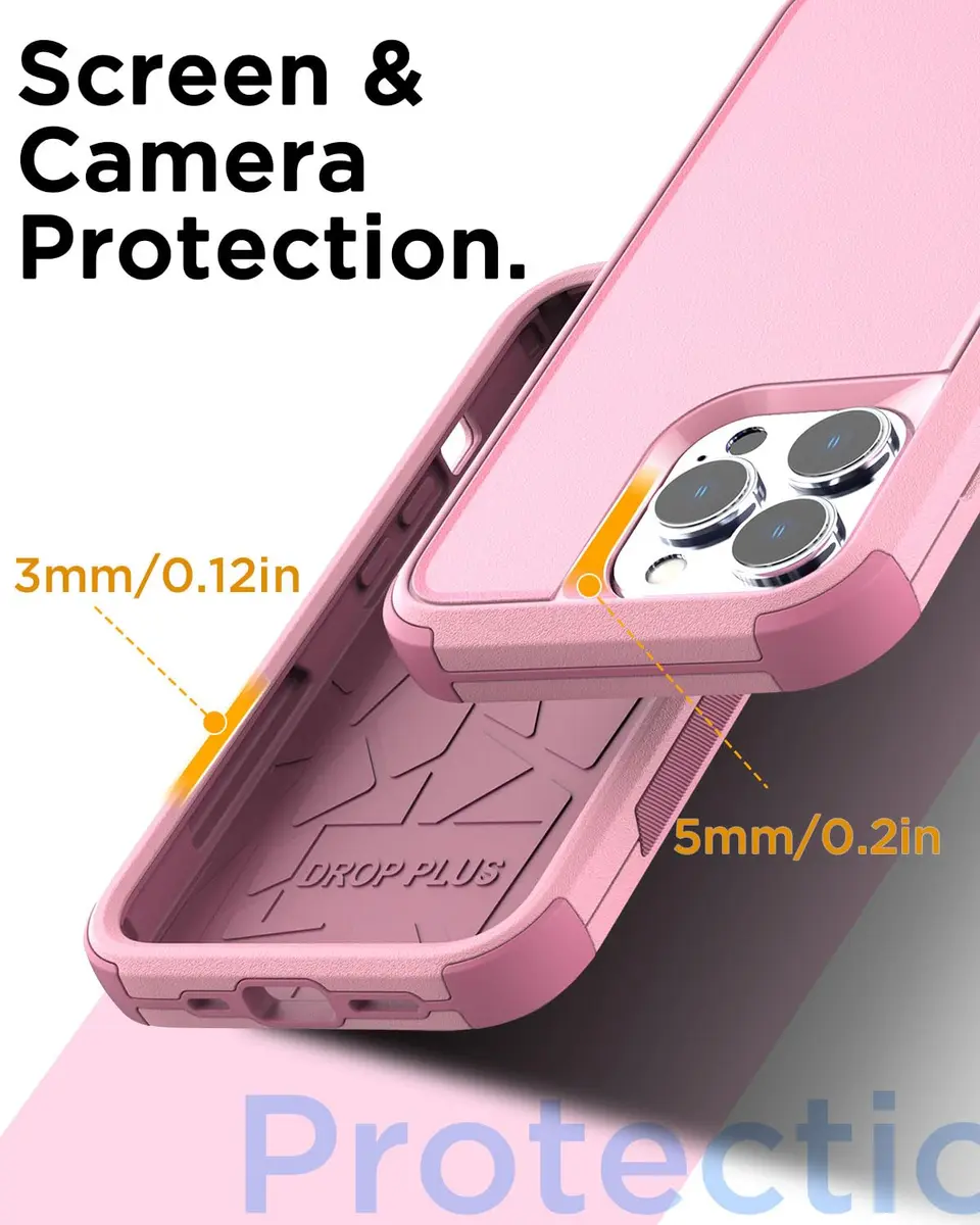 AICase Rugged Case Compatible with iPhone 15 Pro Max + Glass Protector + Camera Lens | Heavy Duty 3-Layer Military Grade Shockproof Drop-Proof Cover - view 6