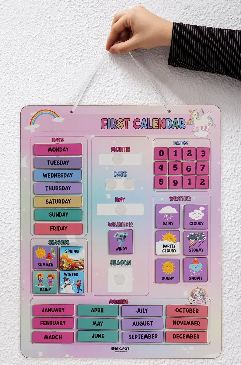 Inkdotpot My First Calendar Board 36.8 cm (14.5 x 11.5 inches) | Fun Learning Educational Board for Kids - view 2