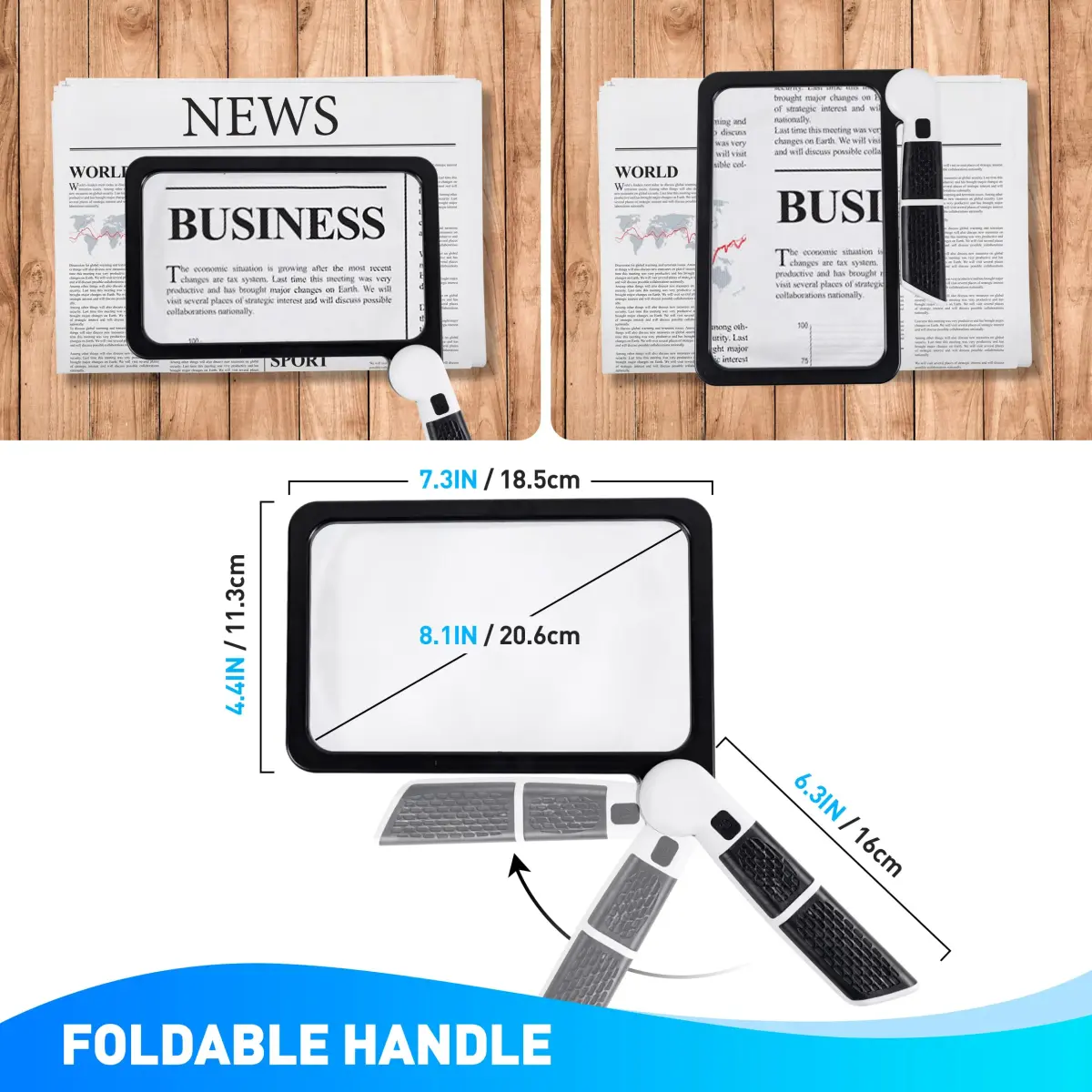 CybaaLuxzus Full Page Magnifier with Light 5X Magnification 17.5cm (6.89in) | Aids for Macular Degeneration - view 4