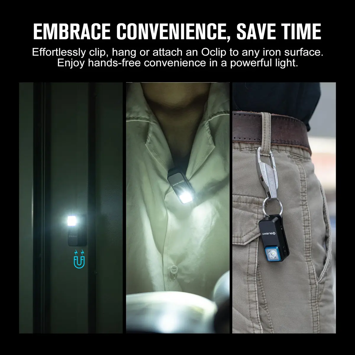 OLIGHT Oclip Mini Rechargeable EDC Clip Flashlight, Black | 300 Lumens, Type-C Charging, Compact & Versatile - view 4