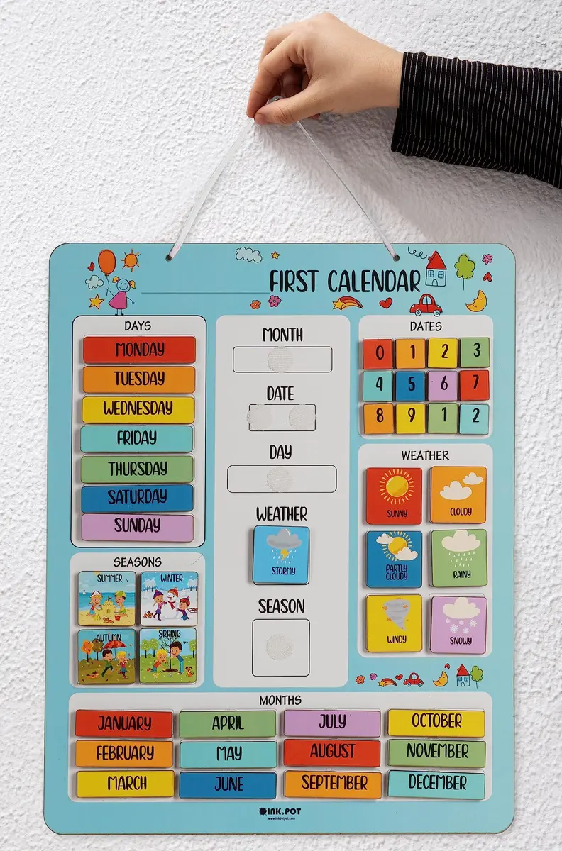 Inkdotpot My First Calendar Board for Preschool | Classroom Learning Wall Calendar 14.5 x 11.5 inches - view 2