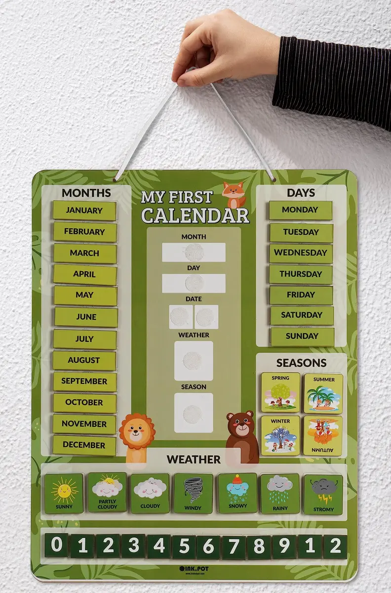 Inkdotpot My First Calendar Board for Kids | Fun Learning Wall Calendar 14.5x11.5 inches - view 2
