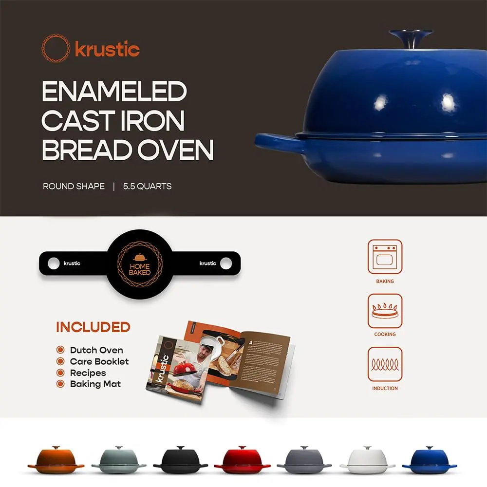 Krustic Enameled Cast Iron Dutch Oven 6 Qt | Perfect for Sourdough & Versatile Cooking - view 4