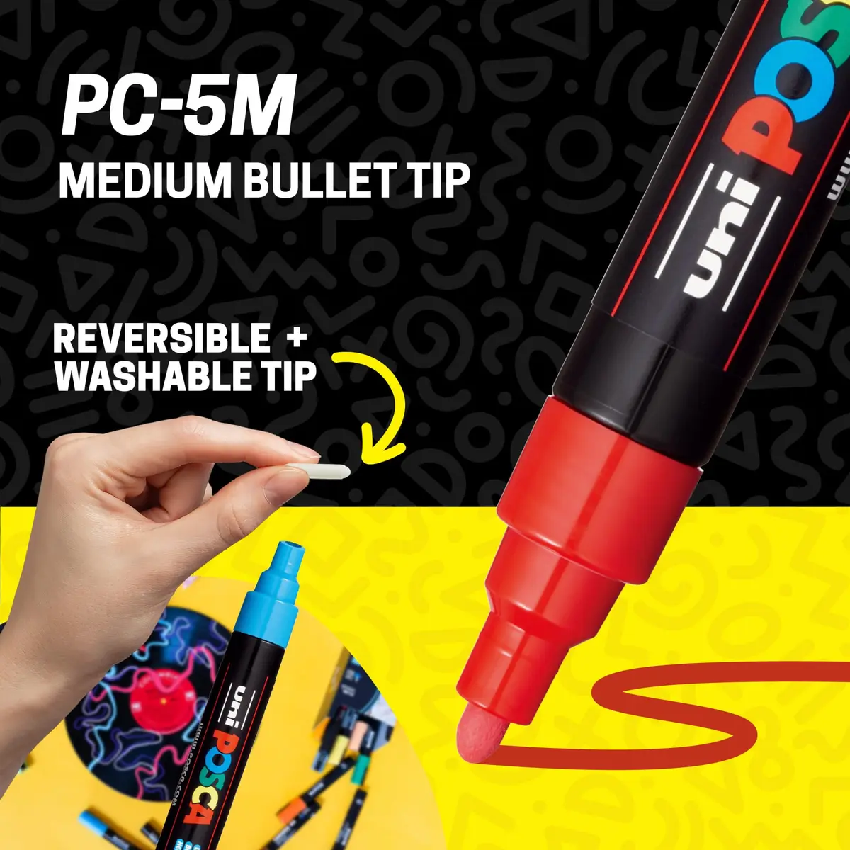 POSCA PC-5M Water-Based Acrylic Paint Markers, Medium Tip, 8 Count Warm Tones | ACMI-Certified, Opaque Paint Pens for Rock, Wood, Glass, Crafts & Art Projects - view 4