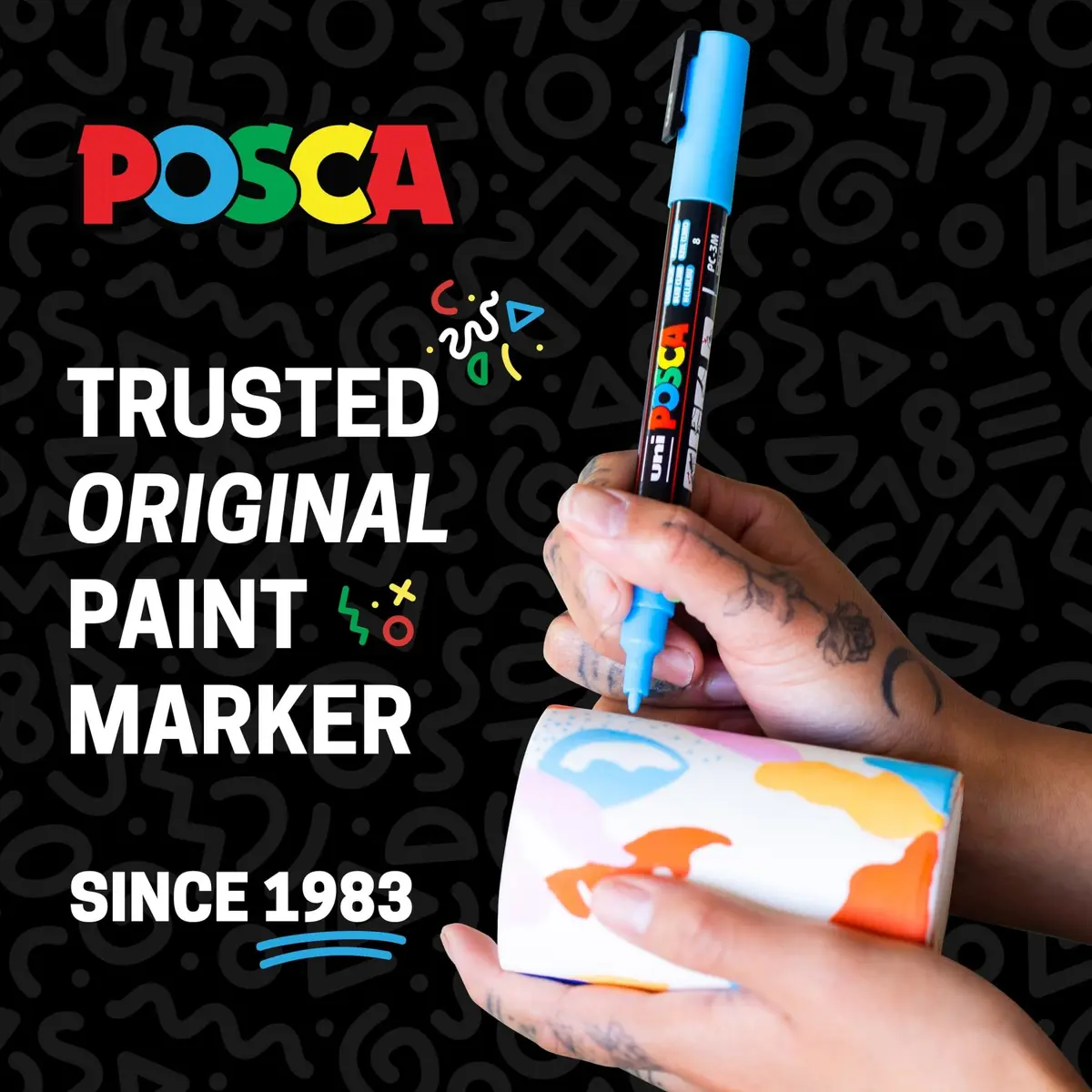 POSCA PC-5M Water-Based Acrylic Paint Markers, Medium Tip, 8 Count Warm Tones | ACMI-Certified, Opaque Paint Pens for Rock, Wood, Glass, Crafts & Art Projects - view 5