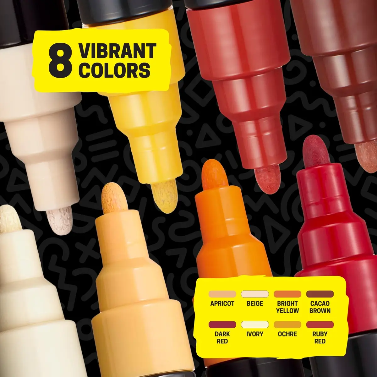 POSCA PC-5M Water-Based Acrylic Paint Markers, Medium Tip, 8 Count Warm Tones | ACMI-Certified, Opaque Paint Pens for Rock, Wood, Glass, Crafts & Art Projects - view 7