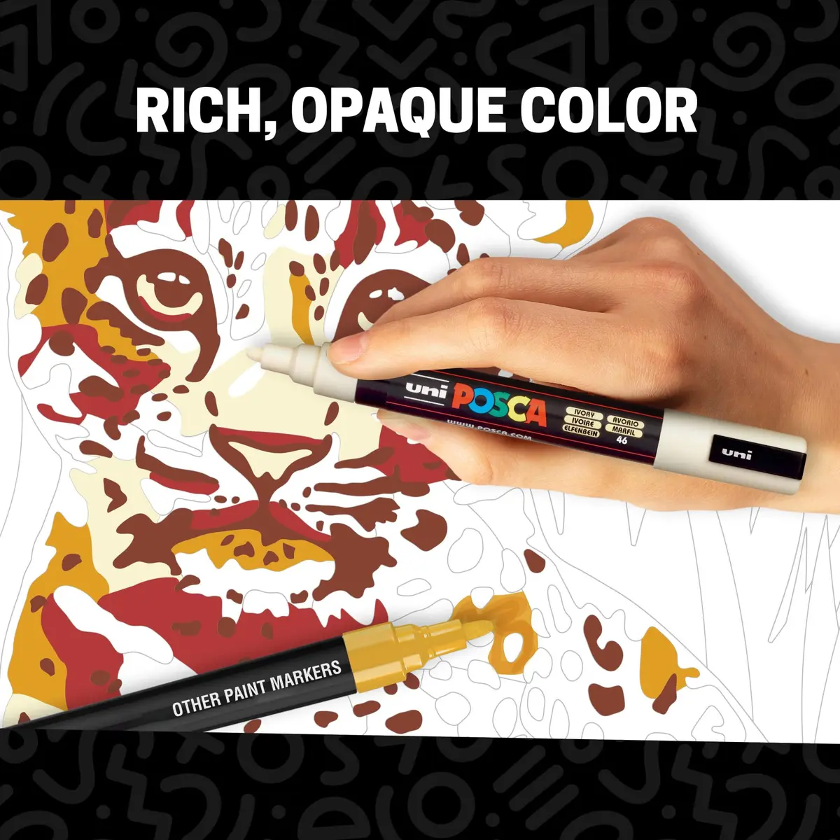 POSCA PC-5M Water-Based Acrylic Paint Markers, Medium Tip, 8 Count Warm Tones | ACMI-Certified, Opaque Paint Pens for Rock, Wood, Glass, Crafts & Art Projects - view 2