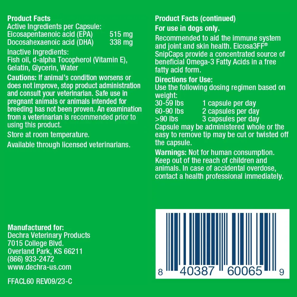 Eicosa3FF SnipCaps Omega 3 Capsules for Dogs Large 60 ct | Supports Skin & Coat - view 2