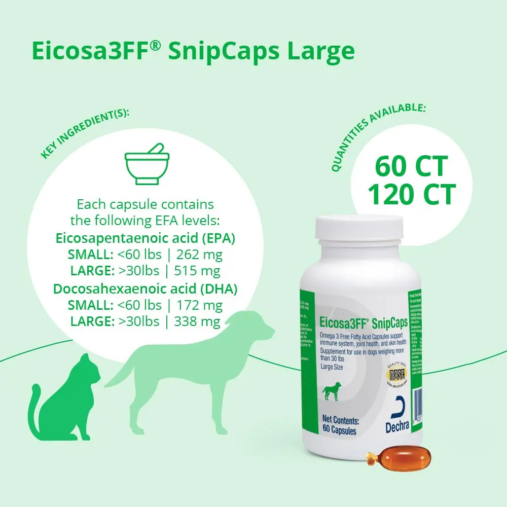 Eicosa3FF SnipCaps Omega 3 Capsules for Dogs Large 60 ct | Supports Skin & Coat - view 3